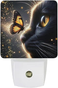 YKJAHSD Cat Butterfly Night Light, Plug into Wall Decor Nightlights for Bedroom, Bathroom, Hallway, Kitchen, with Dusk to Dawn Light Auto Sensors LED Night Lights for Boys Girls Women Men Room Gifts