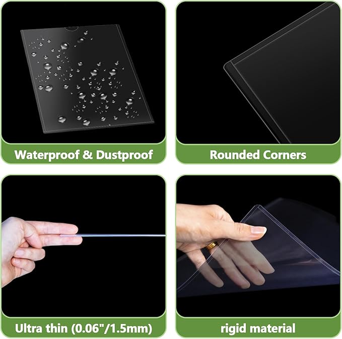 Mutualsign 5pcs Wall Sign Holder 8.5"x11" Magnetic Sign Holder, Rigid Print Protectors with Magnet Strips and Adhesive Strips, Wall Mount Plastic Paper Holder for Office Store Home Window Display (Clear)