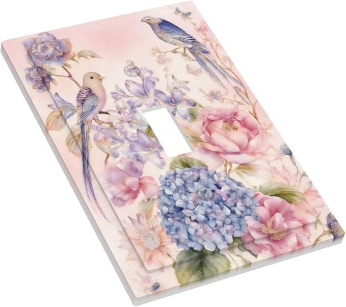Bvtewkhz Floral Birds Morris 1 Gang Single Toggle Decorative Outlet Covers Light Switch Plate Electrical Receptacle Switchplate For Bathroom Kitchen Bedroom