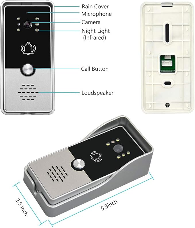AMOCAM Video Doorbell Intercom System, 7 Inches Alloy Panel Monitor HD Camera Wired Video Door Phone Kits, Support Unlock, Monitoring, Dual-Way Intercom Indoor Outdoor for Villa Office Apartment