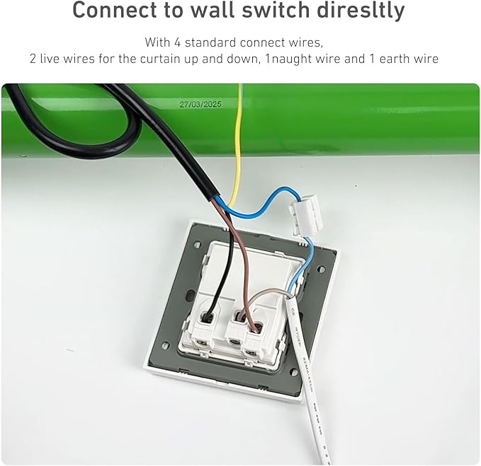 4-Wire Motorized Shade Switch, Wall Mount Controller for Tubular Motor, Roller Shutter, Awning, Electric Blinds & Garage Door, Up/Stop/Down Control