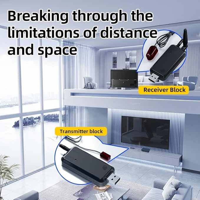 SPENFiLY Wireless Infrared Repeater System – Remote Control Extender for TVs & Home Electronics, Supports Multi‑Device IR Signals (Control of 1 Device)