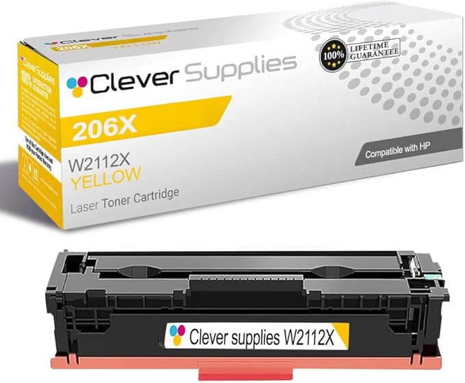 CS Replacement Compatible with HP 206X Toner Cartridge W2112X to use with Color Pro MFP M283cdw M282nw M2255nw M283fdn (Yellow, 1-Pack)