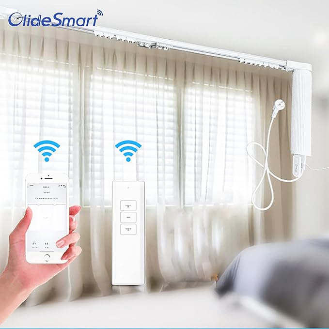 OlideSmart DIY WiFi Smart Automatic Curtain Motor Track System, Automatic Curtain Motor, Blinds Tracks, Length can be Customized (White, 4.2m)