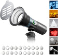 PHOTOOLEX 4 Colors Photography Flashlight with 20 Magnetic Pattern Gobos, 8400mAh Portable Spotlight, 10W LED Studio Light for Photo, Content Creation Accessories