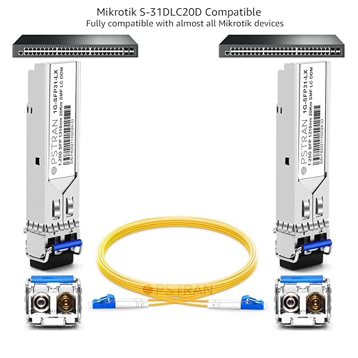 OPSTRAN 1000BASE-LX/LH SFP Optical Transceiver Module Compatible with Mikrotik S-31DLC20D 1G SFP 1310nm 20km DDM Duplex LC SMF
