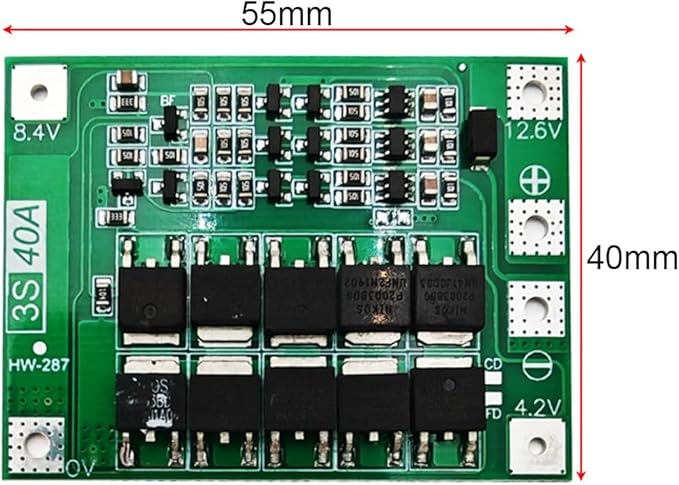 Gebildet 3pcs 3S 11.1V 12V 12.6V 40A 18650 Charger PCB BMS Protection Board Li-ion Lithium Battery Charger Lipo Cell Module for Drill Motor with Balance