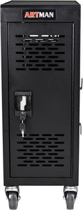 TIOPLY Laptop Charging Cart, 16 Device Tablet Storage Carts for iPad Up to 16.3" Screen Size, Mobile Charging Station for Classroom, with Cord Organizer, Front and Back Access Locking Cabinet Black