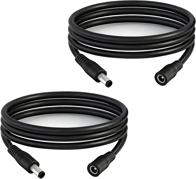 5.5mm x 2.1mm 3.3FT DC Power Extension Cable Male to Female 12V/24V 14AWG DC Connection Cable for CCTV Surveillance Camera Amplifiers LED Strip Lights Solar Panels Energy Storage Power Supply 2 pcs