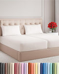 Split King Size 5 Piece Sheet Set - Comfy Breathable & Cooling Bed Sheets Set - Hotel Luxury Bedding for Women, Men, Kids, Teens, Boys & Girls - Deep Pockets & Wrinkle Free - Oeko-Tex - Antique White