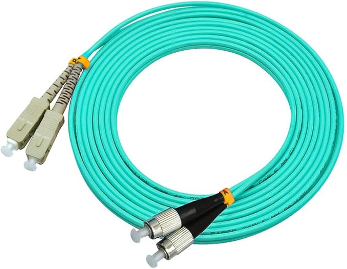 Jeirdus 20Meters 65ft SC to FC Duplex 50/125 10G OM3 Multi-Mode Fiber Optic Cable Jumper Optical Patch Cord SC-FC