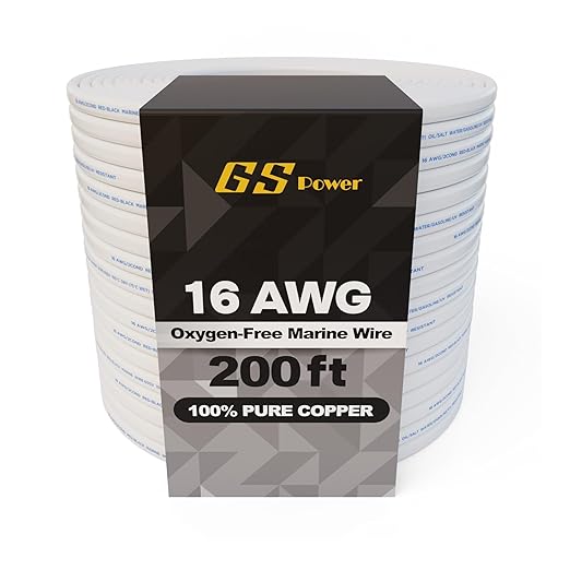 GS Power 200 Ft Duplex Marine Wire, 16 Gauge Wire, Oxygen-Free Tinned Copper 16 AWG Electrical Boat Wiring, Sheathed Copper Marine Grade Electrical Cable for Boat Automotive RV Camper Trailer
