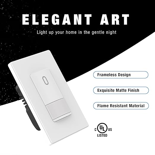 ELEGRP Matte White Single Pole Occupancy Motion Sensor Light Switch, Need Neutral Wire, 120° Sensor Coverage PIR Infrared Motion Activated, for CFL/LED/MLV/INC/HAL/Fan, UL, 6 Pack