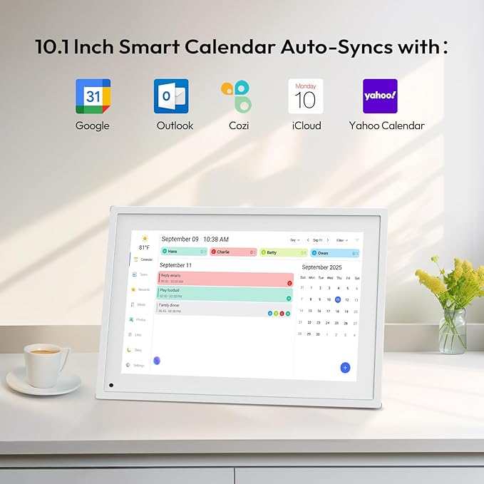 BOCT 10.1'' Digital Calendar Wall - 32GB Memory Touch Screen Chore Chart Smart Calendar,Digital Planner,Auto-Sync,APP Control,Interactive Family Schedules, Gift for Mother