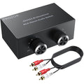 PROZOR 4-Way Stereo L/R Sound Channel Bi-Directional Audio Switcher, 2 in 4 Out or 4 in 2 Out Audio Switch Splitter with Off Button and No External Power Required for DVD Stereo Speaker CD Player