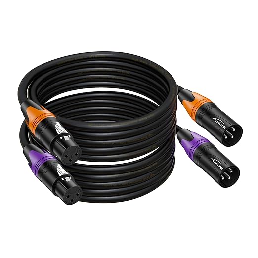 AuxLink XLR Cables, Banlaced XLR Cable Male to Female 30ft 2Pack Mic Cable Gold-Plated 3-Pins, XLR Speaker Cables Compatible with Microphones, Stage Lighting, Speaker Systems and More