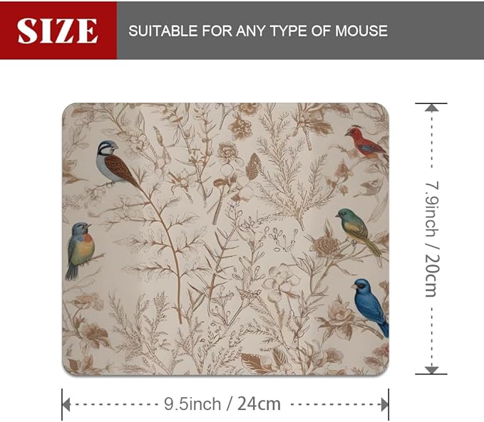 Beige Garden Neutral Floral Square Mouse pad, Texture, Waterproof, Anti Slip Rubber Base, Computer Mouse pad, Laptop Mouse pad