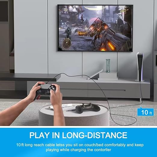 10ft PS4 Controller Charging Cable Compatible with Xbox One Controller,PS4 Charger Cord for Playstation-4,PS 4 Slim Pro,Dualshock 4,Fire Stick,Game Accessories Micro-USB Data Cord for Xbox One S,X