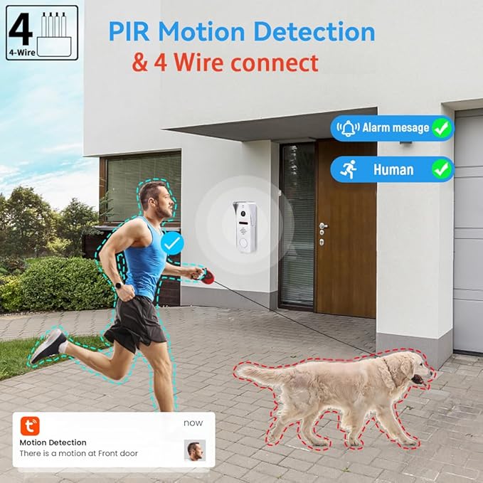 Wired Video Doorbell Intercom System 7 inch Monitor 1080P HD Camera Entry Doorphone Door Camera TUYA WiFi Smart Home Door Phone Kits for Apartment Home Villa (1 doorbell + 2 Monitor)