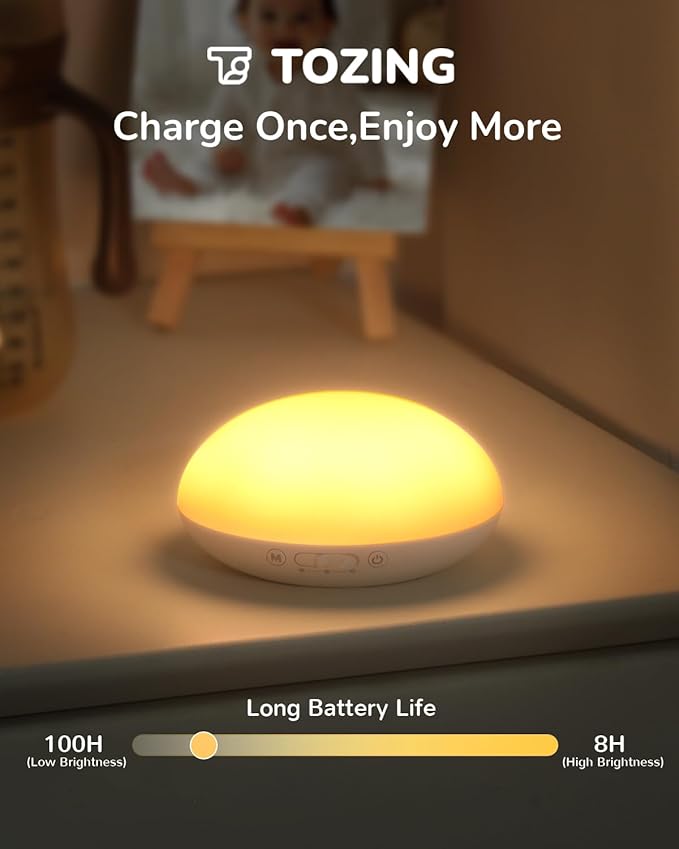 TOZING Baby Night Lights for Nursery – Portable Night Light with Minimalist Design, Nursery Night Light for Breastfeeding, Memory & Timer Modes, Ultra-Long Battery Life