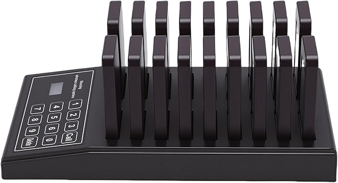 Luocute Wireless Calling System, 18 Receivers 1 Transmitter Channel 30-100m Range, with Vibration Sound Flashing Lights, for Restaurant Food Court Clinic Nursing Home (US Plug)