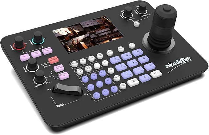 Zowietek PTZ Controller (NDI|HX3 Support) 7D Joystick Keyboard, ZowieKBD, HDMI Output, 5'' LCD Quad-View Real-time Display, Automatic Camera Detection, Group Control, ZowieEcosystem, Tally, Audio Out