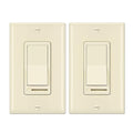 BESTTEN 2 Pack Almond Dimmer Wall Light Switch, Compatible with Dimmable LED, CFL, Incandescent and Halogen Bulb, Single Pole or 3-Way Dimmer Switches, 120VAC, Decorator Wall Plate Included