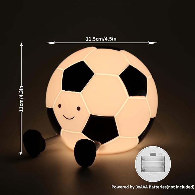 FineLiMoLa Soccer Silicone Night Light for Kids,Cartoon Soccer Lamp Squishy Silicone Baby Nursery Night Light with 7 Colors Change,Football Night Light for Home Decor,Birthday or Christmas Gifts