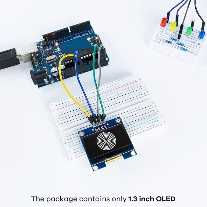 Hosyond 5 Pcs 1.3 Inch IIC I2C OLED Display Module 128x64 Pixel SH1106 Screen Module Compatible with Arduino/Raspberry Pi (White)