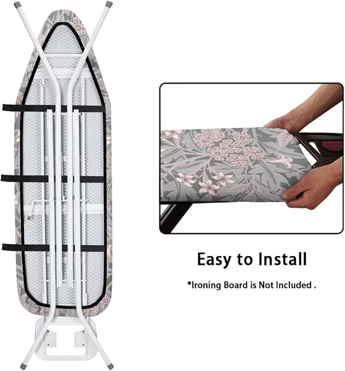 ZCFYGDX William Morris Prints Ironing Board Cover Decor, Resist Scorching & Staining, Easy Install Resistant Elastic Edges,3 Nylon Buckle Fasteners Straps,Relaxing Breathable Ironing Experience 2XL
