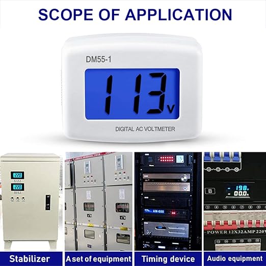 Voltage Test Monitor, 3PCS Digital Volt Meter Voltage Tester Gauge Meter Measuring Panel DM55-1 AC 80-300V LCD Display for Home