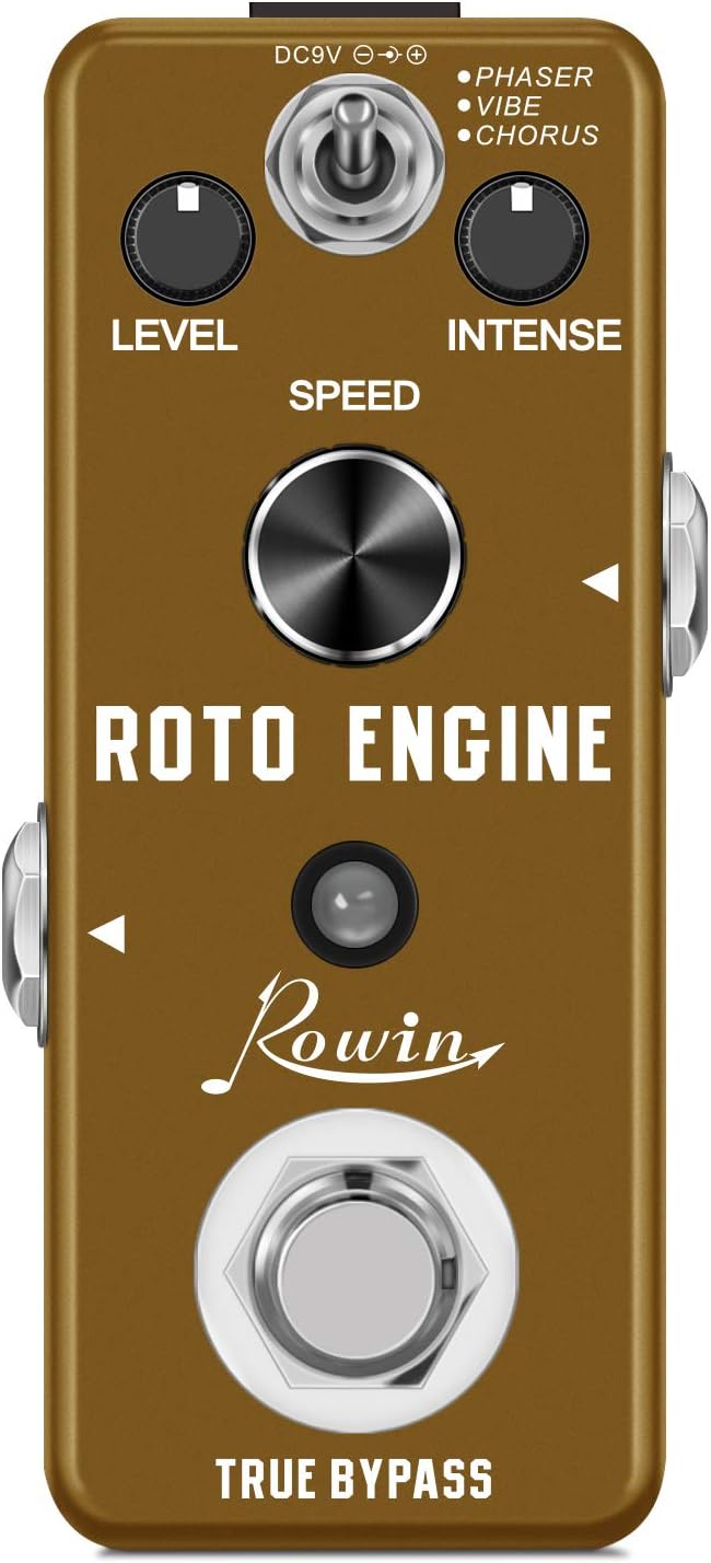 Rowin ROTO ENGINE Rotary Speaker Simulator Effect Pedal Mini Digital Guitar Effects Pedal Phaser/Vibe/Chorus 3 models with Storage of Timbre Sound Pedal True Bypass Full Metal Shell LEF-3801