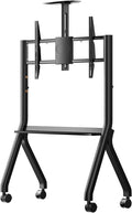 Sylvox Outdoor TV Rolling Cart, Heavy-Duty Y-Type Mobile TV Stand for 43–55 inch TVs, Weatherproof Alloy Steel, 360° Locking Wheels, Outdoor TV Cart with Adjustable Shelf, Fits VESA 100×100 to 700×500