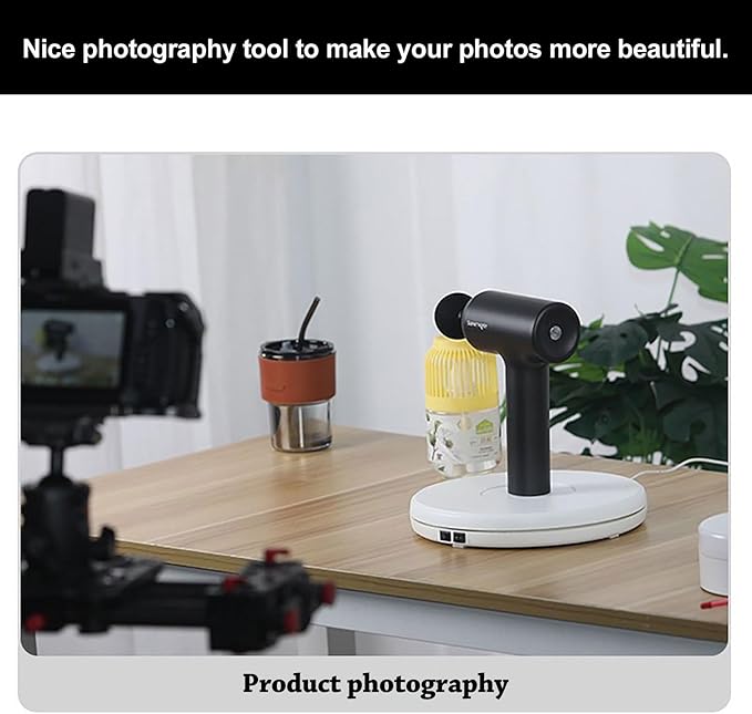 YVV LED Rotating Display Stand White 10 Inch 360° Motorized Turntable with LED Light, USB Powered Display Base for Product Photography, Jewelry Showcase, 22lb Capacity