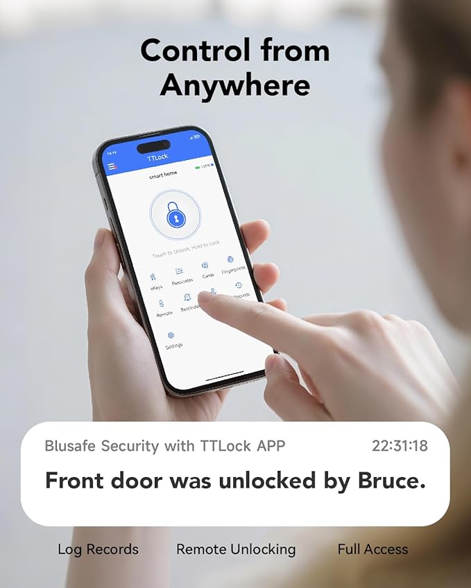 Smart Door Lock Fingerprint Door Lock with Keypad，Smart Lock for Front Door Children Proof IC Card,40–90mm Multipoint Locks (Not Suitable Patio Mortise Lock)（Apollo Black）