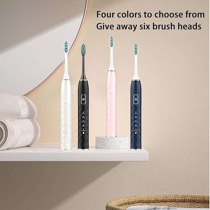 ZUAMEGU Sonic Electric Toothbrush for Adults - Deep Cleaning Teeth Whitening6 Replacement Brush Heads100-Day Battery5 Modes w/SensitiveIPX7 Waterproof (Color Options)