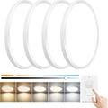 15.8 Inch Dimmable LED Flush Mount Ceiling Light, 32W, 3480LM, 3000K/3700K/4000K/5000K/6000K, Round Flat Panel Low Profile Ceiling Light Fitures for Hallway, Kitchen, Bedroom, 4PK White