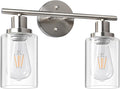 Unicozin 2 Light Vanity Lights, Brushed Nickel Wall Sconce Light with Clear Glass, Bathroom Light Fixtures, Wall Lights for Mirror, Living Room, Bedroom, Hallway, E26 Base (Bulbs Not Included)