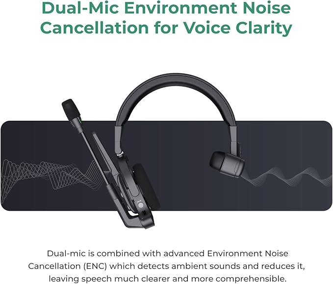 Accsoon Como MIC02-H Wireless Headset Intercom System Host Headset Full Duplex 1312ft Team Communication Group Talk, Links up to 9-Person, 10+Hour Battery Life(Only Host Headset)