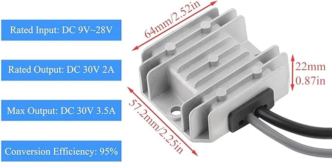 12V/24V to 30V DC Converter for Starlink Mini Car Power Adapter 3.5A High Efficiency Step-Up Voltage Regulator for RV Van Solar Off-Grid Use IP68