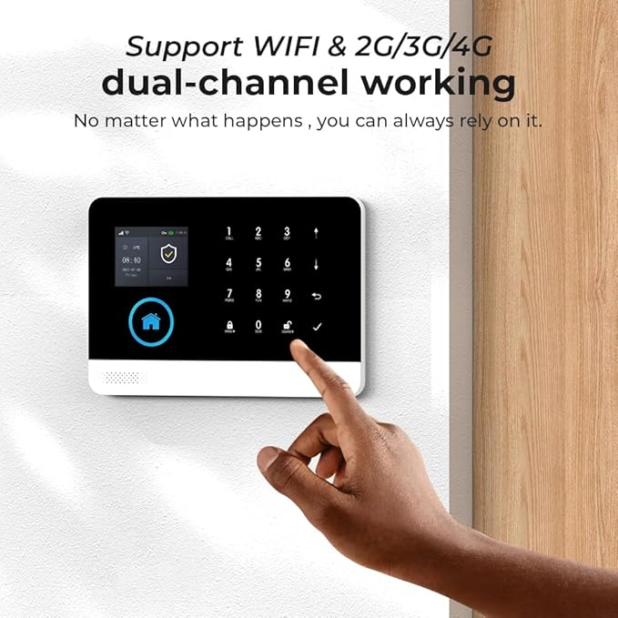 PGST Wireless Home Security System, 17-Piece Kit, Outdoor Camera, Phone APP Alert, Door Sensor, Siren, Remote, Motion Detector, Compatible with Alexa (103-D-T53)