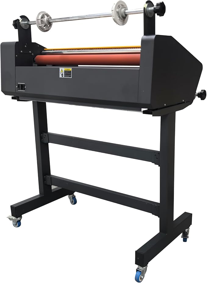 Banfluxion 25" Electric Auto Double-Sided Laminator, 110V Thermal Roll Laminating Machine with Stand for Cold/Hot Laminating of Photos & Posters, 635mm Width with 4 Rubber Rollers