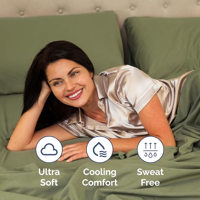 Full XL Bed Sheet Set - 4 Piece Extra Long Extended Full XL Sheets - Soft, Breathable & Cooling - Fits 8” to 16" Mattress w/ Deep Pockets - 54" x 80" - Easy-Fit, Wrinkle & Fade Resistant - Sage Green