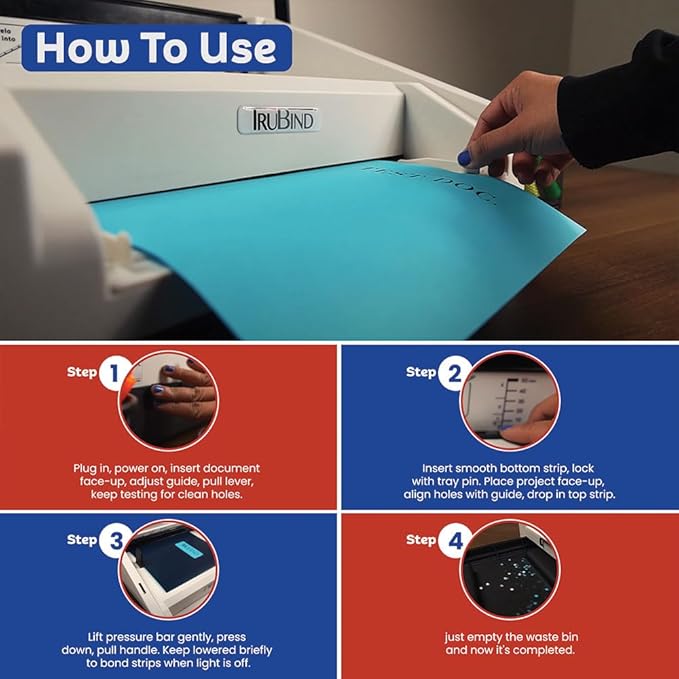 TruBind Hot Knife Velobind Binding Machine | 22 Sheet Punch Capacity | Bind up to 425 Sheets | 10 Second Bind Cycle | 1"- 2" Pin Length | 1-Year Warranty