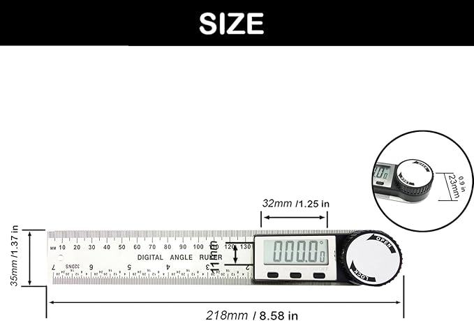 Digital Angle Finder, 2 in 1 Digital Angle Gauge 7 inch/200mm Stainless steel tool kit for Carpenter/Woodworking/DIY Tools