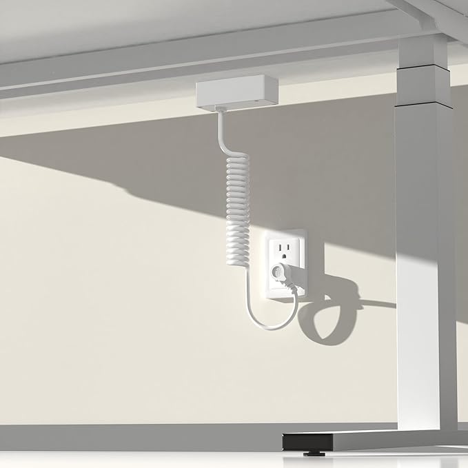 Recessed Power Strip USB C 65W Fast Charging Station,in Drawer Outlet,Furniture Flush Mount for Desktop,Workspace Essential Desk Outlet (White, 10FT)