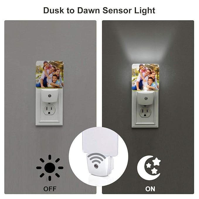 COWDIY Custom Plug in Night Lights, Personalized Your Own Photo on LED Lamps, Auto Sensor Warm Sweet Nightlights for Bathroom/Toilet/Bedroom/Nursery (1Pcs)