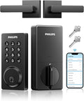 Philips Wi-Fi Smart Door Lock, Keyless Entry Door Lock with App Control,Fingerprint ID,Auto Lock,Keypad Deadbolt with Wi-Fi Bridge Adaptor,Smart Locks for Front Door-Satin Nickel