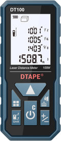 Laser Measure, DTAPE 330 Ft Digital Laser Distance Meter, Upgraded High-Accuracy Laser Measuring Tool, Electronic Tape Measure, 2" Backlit LCD Display, Area/Volume/Indirect Measurement, in/Ft/Ft+in/M