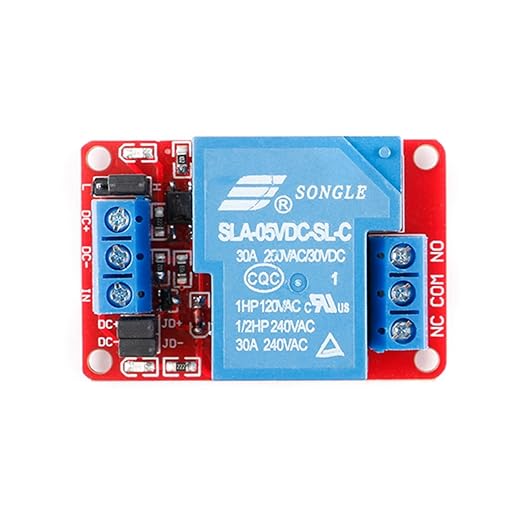 JESSINIE 5V 30A Relay Module, 1 Channel, Optocoupler Isolation, High/Low Trigger for Automation Control